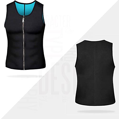Men's Sauna Vest Sweat Waist Trainer Neoprene Tank Top - Black, Large