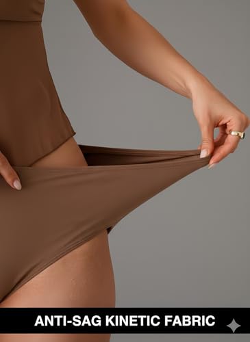 B2prity Women's Tankini Swimsuit Large Brown Tummy Control Mesh Top Bathing Suit