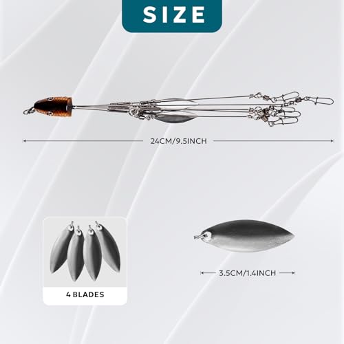Alabama Umbrella Rig for Bass Fishing - 4-Blade Silver Fishing Lure Setup