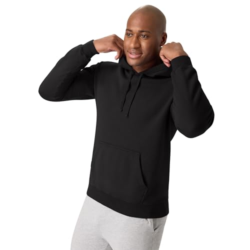 Hanes Men’s Originals Fleece Hoodie Garment Dyed Black (Medium) – Unisex Sweatshirt