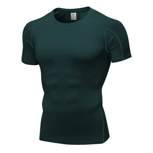Men's Short Sleeve Compression Shirt - Blackish Green, XX-Large