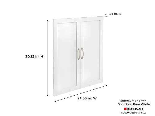 ClosetMaid SuiteSymphony Wood Closet Door Set Pair, Add On Accessory, Shaker Style, For Storage, Clothes, For 25 in. Units, Pure White/Satin Nickel