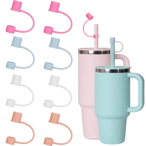 8-Piece Silicone Straw Cover Caps for Hydro Flask Tumblers - Blue/Pink/Brown/White
