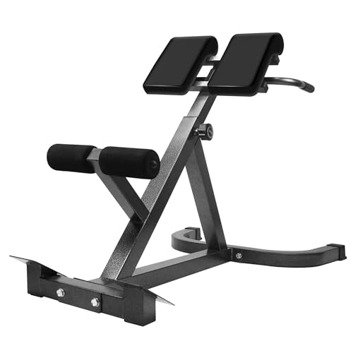 Adjustable Hyperextension Bench - Roman Chair Back Extender - Black
