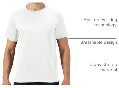 Mens Workout T-Shirt - Casual Black Quick Dry Crew Neck - Regular/Large