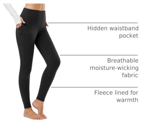 Fleece Lined Leggings for Women | High Waisted Thermal Tights with Pockets