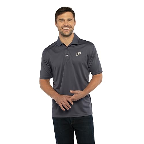 NCAA Men's Dark Gray Moisture-Wicking Polo - Purdue Boilermakers, Large