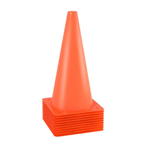 12 inch Soccer Training Cones for Outdoor Activity, Orange Traffic Cones,Plastic Sports Cones 10 Packs