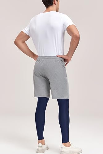 Men's Compression Leggings - Base Layer Running Gym Pants 29" Inseam - Navy Blue