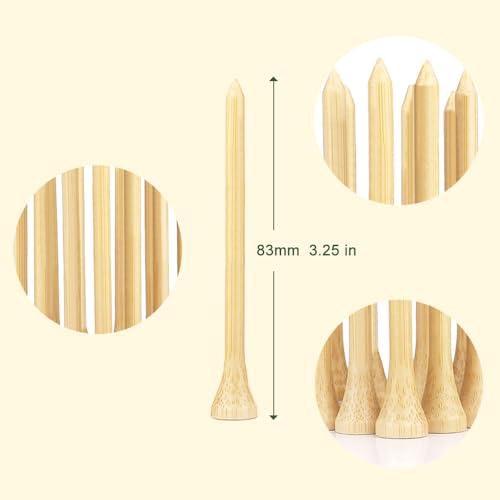 110 Pcs Bamboo Golf Tees - 3 1/4 Inch Biodegradable Long Golf Tees