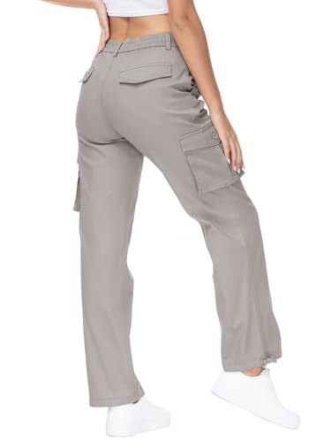 Gopune Women's X-Large Grey Hiking Cargo Pants Lightweight Water-Resistant Outdoor Travel Work Pants with 7 Pockets