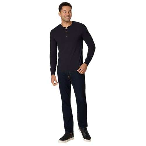 Hanes Originals Men's Tri-Blend Long Sleeve Henley T-Shirt – Black, Large
