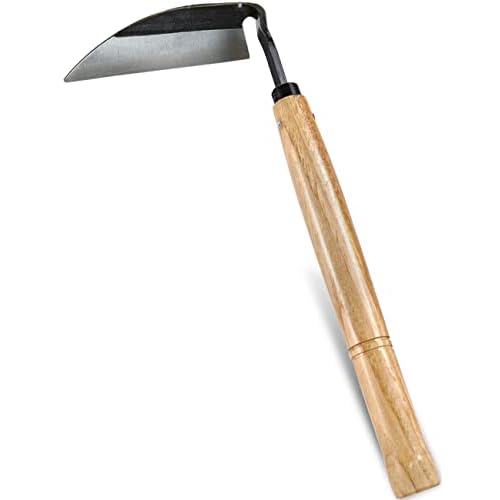 TOYPOPOR Japanese Weeding Sickle Hoe, Gardening Tools, Weed Remover, Hand Weed Cutter, Kama Twisted Scythe with High Carbon Steel Blade for Cutting Grass, Soil loosening, harvesting, Digging