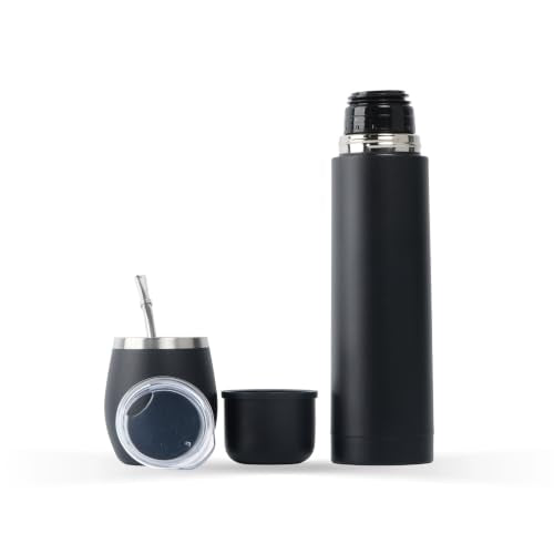 BALIBETOV Yerba Mate Set with Gourd & 25 oz Flask – Full Black