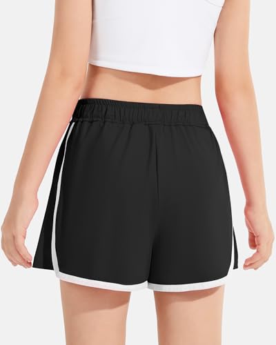 Kids Athletic Shorts - Quick Dry Pleated Running Shorts, 11-12 Years / Black