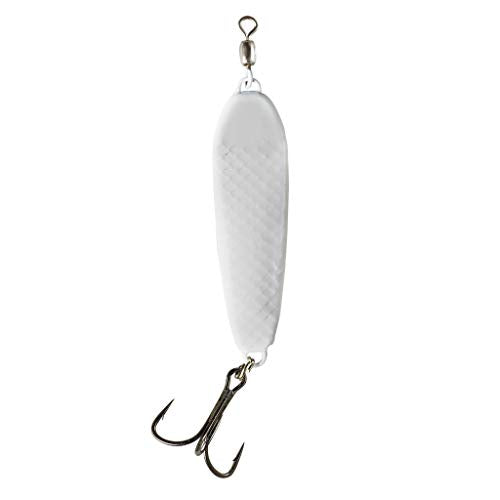 Jigging Spoon Fishing Lure with Built-in Swivel - White / 7/8 oz