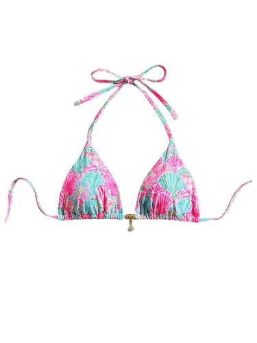 SOLY HUX Women's Green Pink Multi Padded Triangle Bikini Top Medium Swimsuit