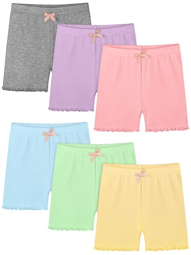 Toddler Ruffled Shorts - Kids Bike Cartwheel Shorts 4-5T - Grey, Pink, Yellow, Lavender, Mint, Blue