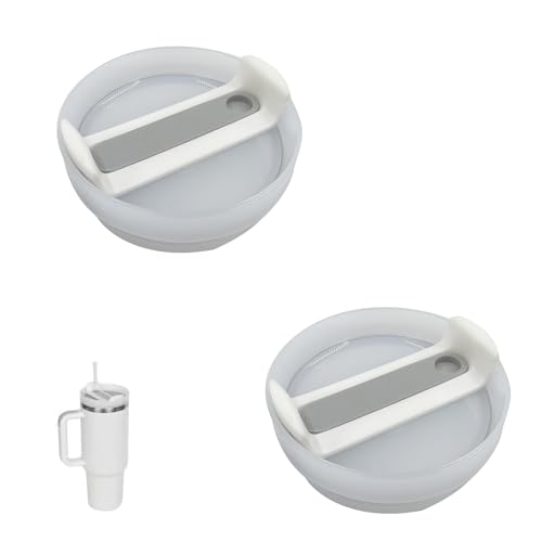 Aimery 40 OZ Tumbler Lid Replacement for Stanley Quencher Gray-White 2 Pack