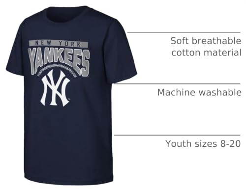 New York Yankees Youth Arch Logo T-Shirt - Navy 14-16