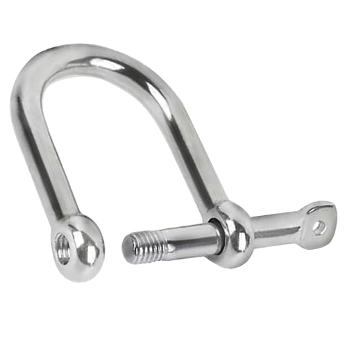 Wide D Shackle - Marine Grade 316 Stainless Steel, 1/4 Inch, 2 Pack