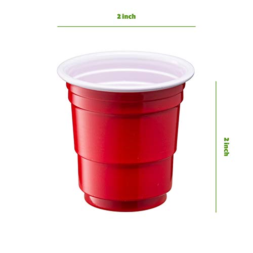 Red Mini Plastic Shot Glasses - 2 oz, 100 Count Disposable Cups