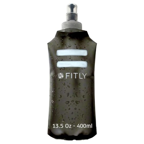 FITLY Soft Collapsible Running Water Bottle - Black, 13.5oz