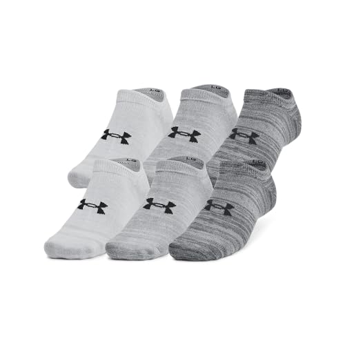Under Armour Unisex Adult Essential No Show Socks 6 Pairs - Castlerock / Anthracite / Large