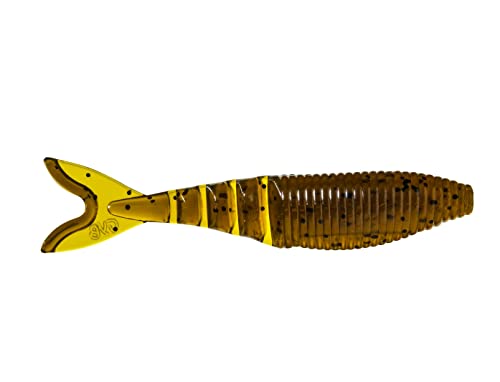 Zako Swimbait - Green Pumpkin with Black Flake, 4 Inch (6 Pack)