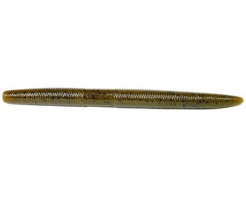 Soft Plastic Worm Bait Lures - Green Pumpkin with Large Black Flake, 6 Inch