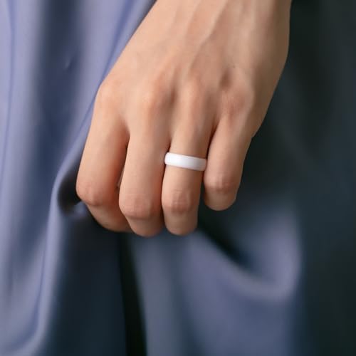 Silicone Wedding Ring for Women - Pure White Engagement Band 5.5mm