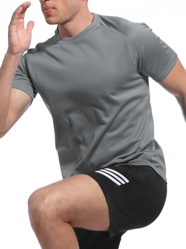 Men's Short Sleeve Quick Dry Athletic T-Shirt - Small Black/Navy/Grey
