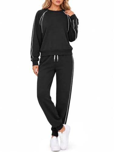 Yousify Women's 2-Piece Sweatsuit Set Black Small Athletic Tracksuit