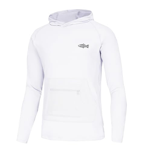 Riverruns Men's UPF 50+ Sun Protection Hoodie Fishing Shirt Small White