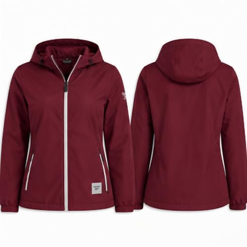 Reebok Women's Maroon Lightweight Rain Jacket - Large Full-Zip Hooded Coat with Pockets