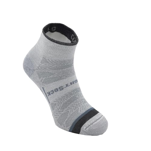 Wrightsock CoolMesh II Quarter Running Socks Large Cloud Grey - Eco-Friendly Anti-Blister Unisex