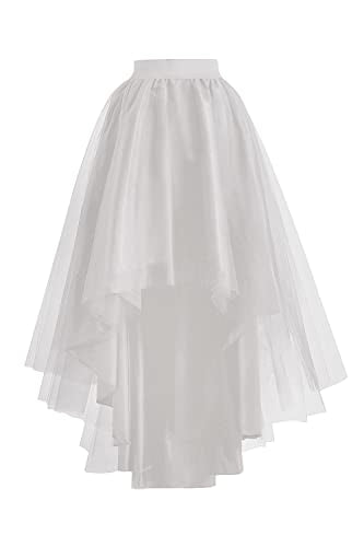 White One Size High Low Tulle Skirt for Women Wedding Party Prom ROSE IN THE BOX