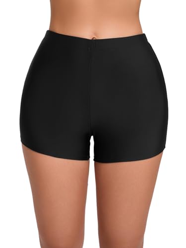 Danga Bay Women's High Waisted Tummy Control Swim Shorts Medium Black