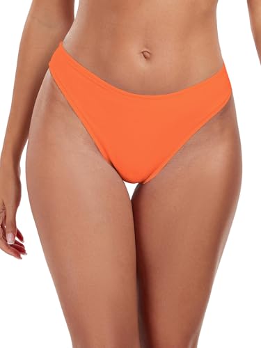 Cheeky High Leg Bikini Bottom - Mid Rise - X-Large Orange-Red