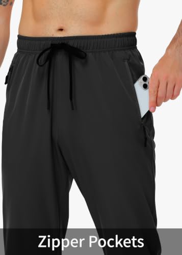 Men's Lightweight Quick Dry Hiking Pants with Zipper Pockets - X-Large Black Nakvoc