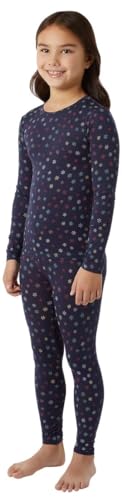 Kids' Heat Base Layer Set - 32 Degrees Navy Snowflake Small Thermal Clothing