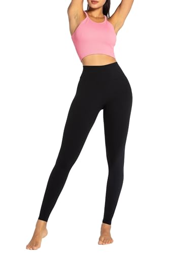 Sunzel Women's Black Lycra High Waisted Yoga Leggings 26" Inseam Medium