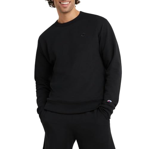 Men's Crewneck Fleece Sweatshirt - Black, Standard Fit, Large