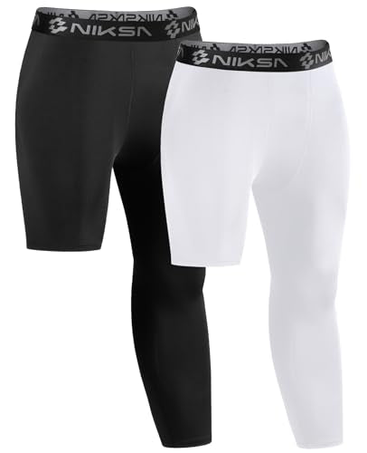 Niksa 1/2 Pack Men's Compression Pants 3/4 One Leg Tights Men