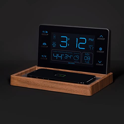 Wireless Charging Alarm Clock with Weather Display & Sensor