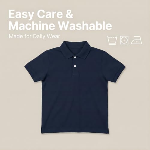 Kids School Uniform Polo Shirt - Short Sleeve Cotton Blend, 12 Years