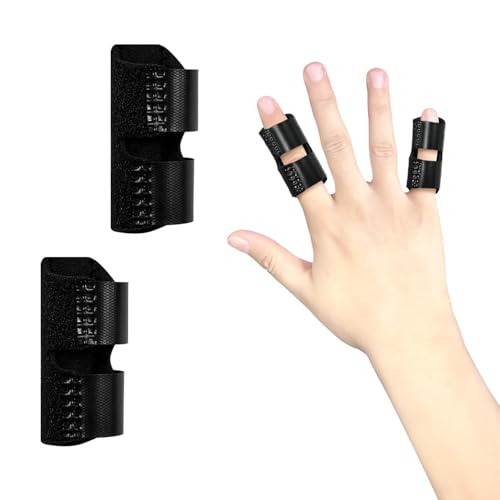Adjustable Finger Splint for Trigger Finger & Arthritis Pain - 2 Pack Black