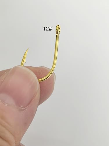 300pcs Small Barbed Fishing Hooks Set - Black High Carbon, Sizes 6# to 16# - Gold Variation