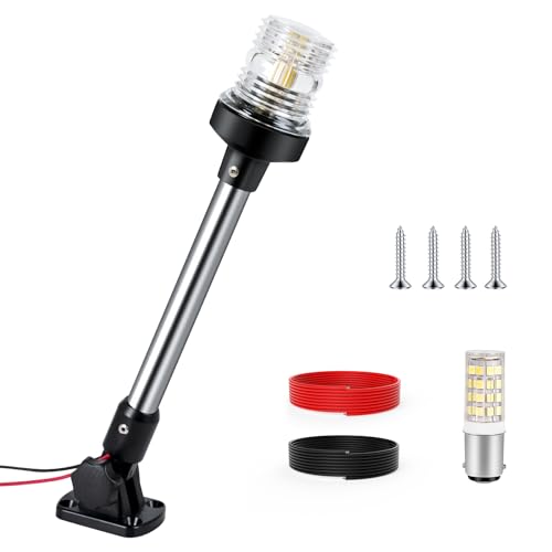 SETYPARY 12-Inch Waterproof Marine Anchor Light - Fold-Down White LED Navigation Light for Boats 12-24V