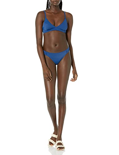 Light-Support Triangle Bikini Swimsuit Top - Adjustable Straps, Small Deep Blue